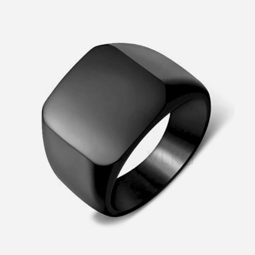 Anillo Sello Liso Black Vlacking